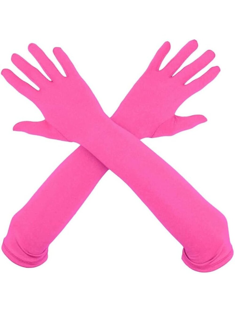 Women's Hot Pink 18" Elbow Length Stretchy Costume Bridesmaids Spandex Gloves